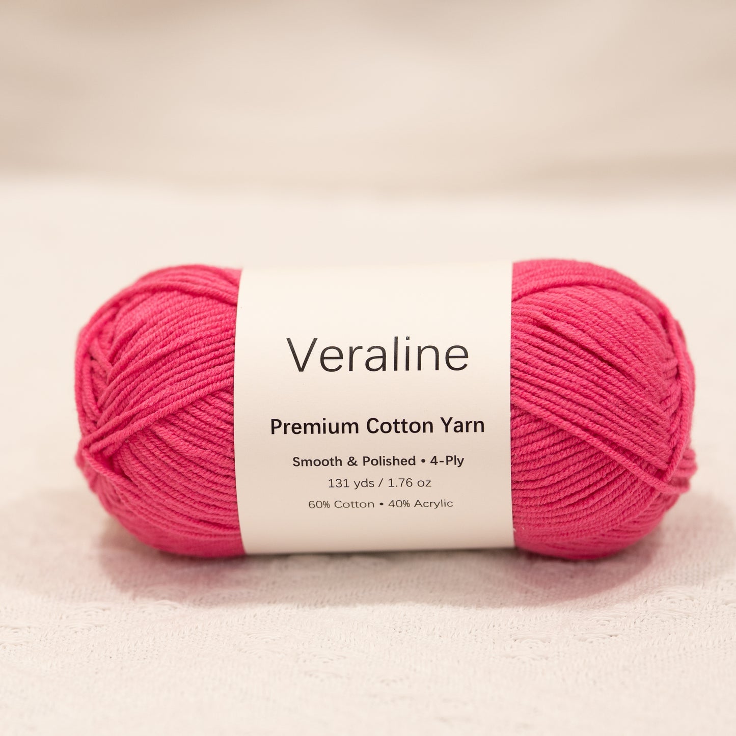 Raspberry Pink, bright pink cotton acrylic 4 ply fine weight yarn