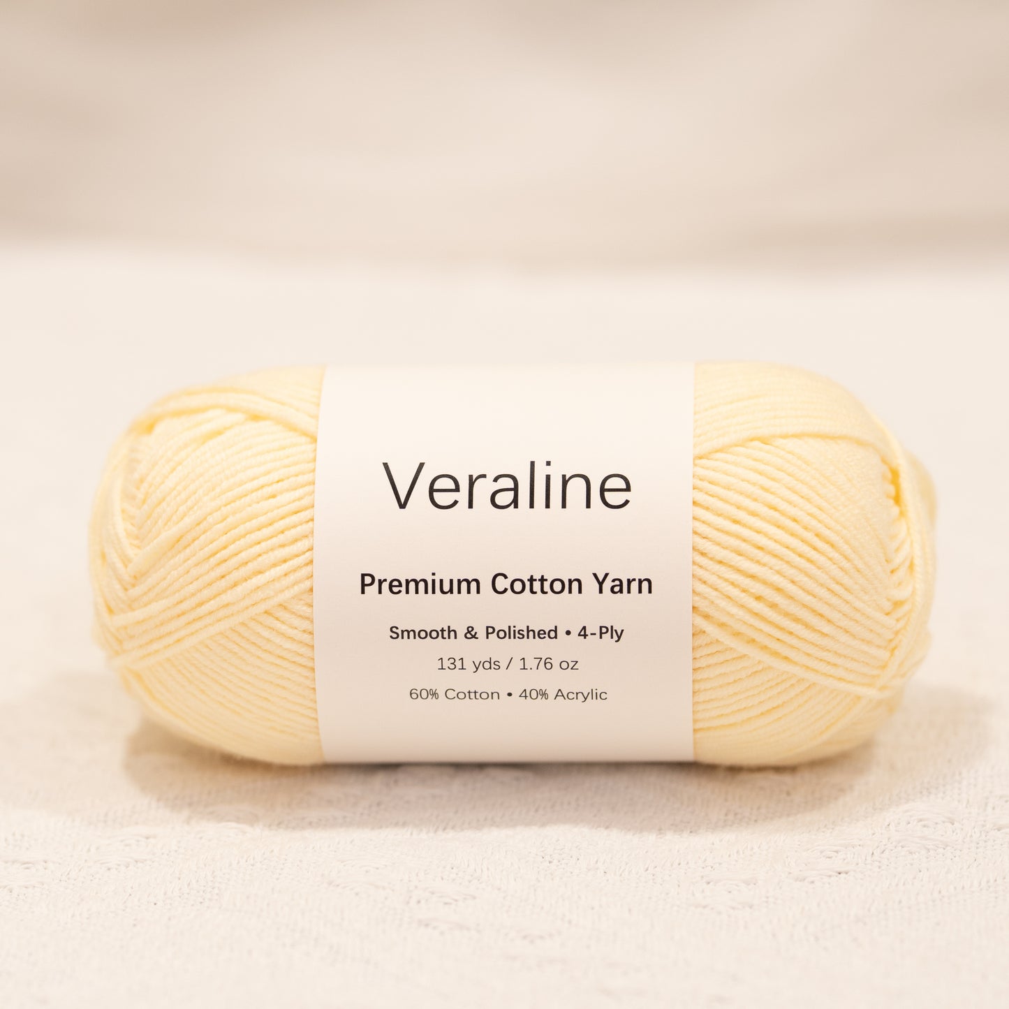Milky Butter, pale yellow cotton acrylic 4 ply fine weight yarn