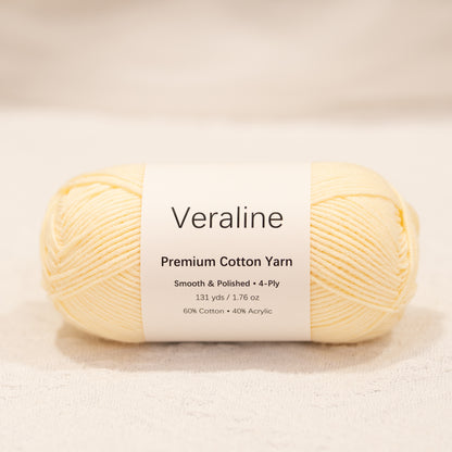 Milky Butter, pale yellow cotton acrylic 4 ply fine weight yarn