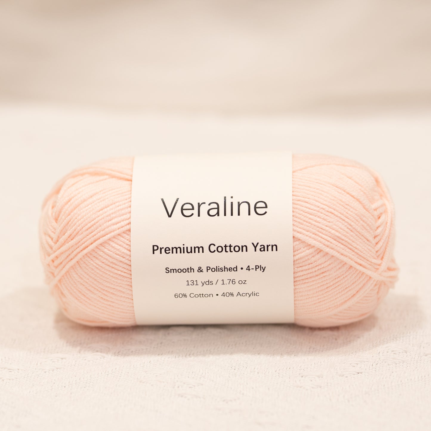 Strawberry Milk, soft pink cotton acrylic 4 ply fine weight yarn