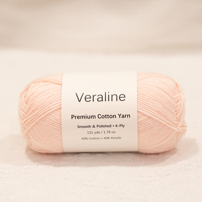 Strawberry Milk, soft pink cotton acrylic 4 ply fine weight yarn