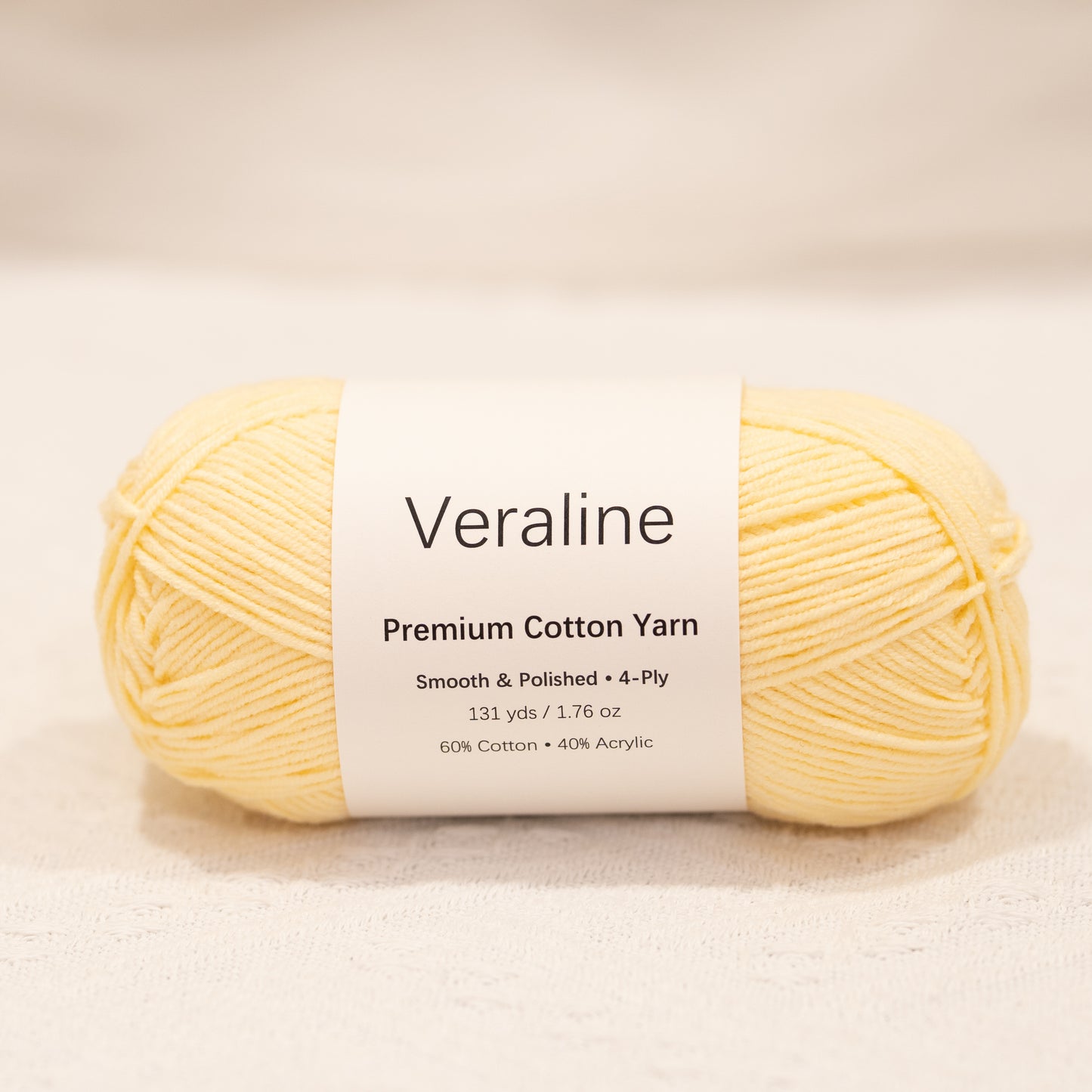Napoli Custard, pale yellow cotton acrylic 4 ply fine weight yarn