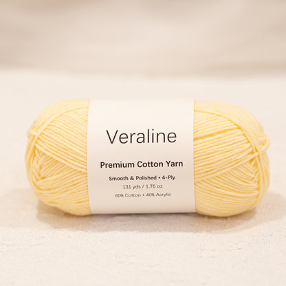 Napoli Custard, pale yellow cotton acrylic 4 ply fine weight yarn