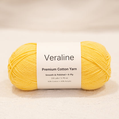 Lemon Meringue, soft yellow cotton acrylic 4 ply fine weight yarn