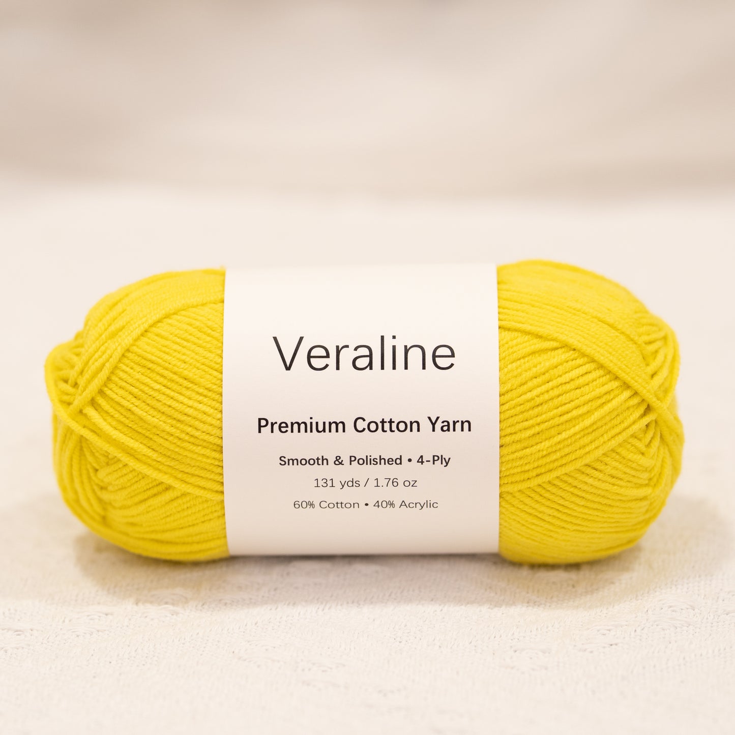 Primrose Yellow, bright yellow cotton acrylic 4 ply fine weight yarn