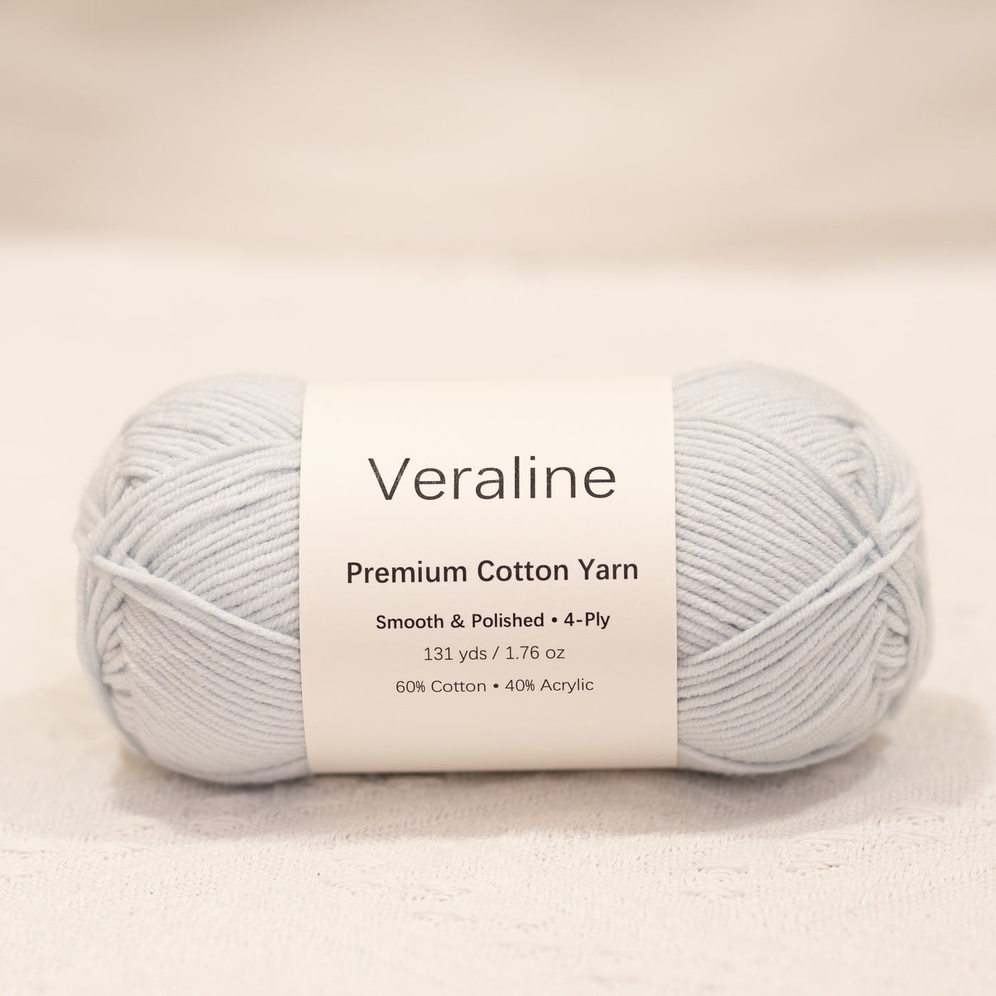 Ice Crystal Blue, pale blue cotton acrylic 4 ply fine weight yarn