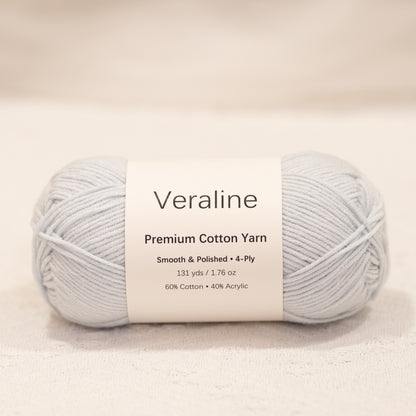 Ice Crystal Blue, pale blue cotton acrylic 4 ply fine weight yarn