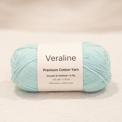 Pale Celadon, pale green cotton acrylic 4 ply fine weight yarn