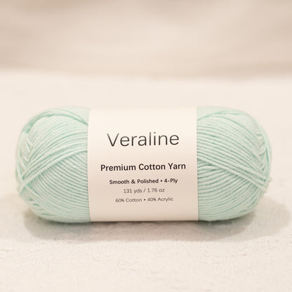 Dew Mint Green, pale green cotton acrylic 4 ply fine weight yarn