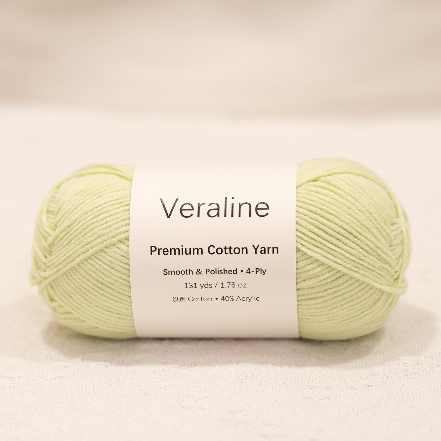 Tender Leaf Green, light green cotton acrylic 4 ply fine weight yarn