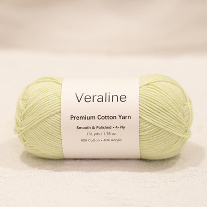 Tender Leaf Green, light green cotton acrylic 4 ply fine weight yarn