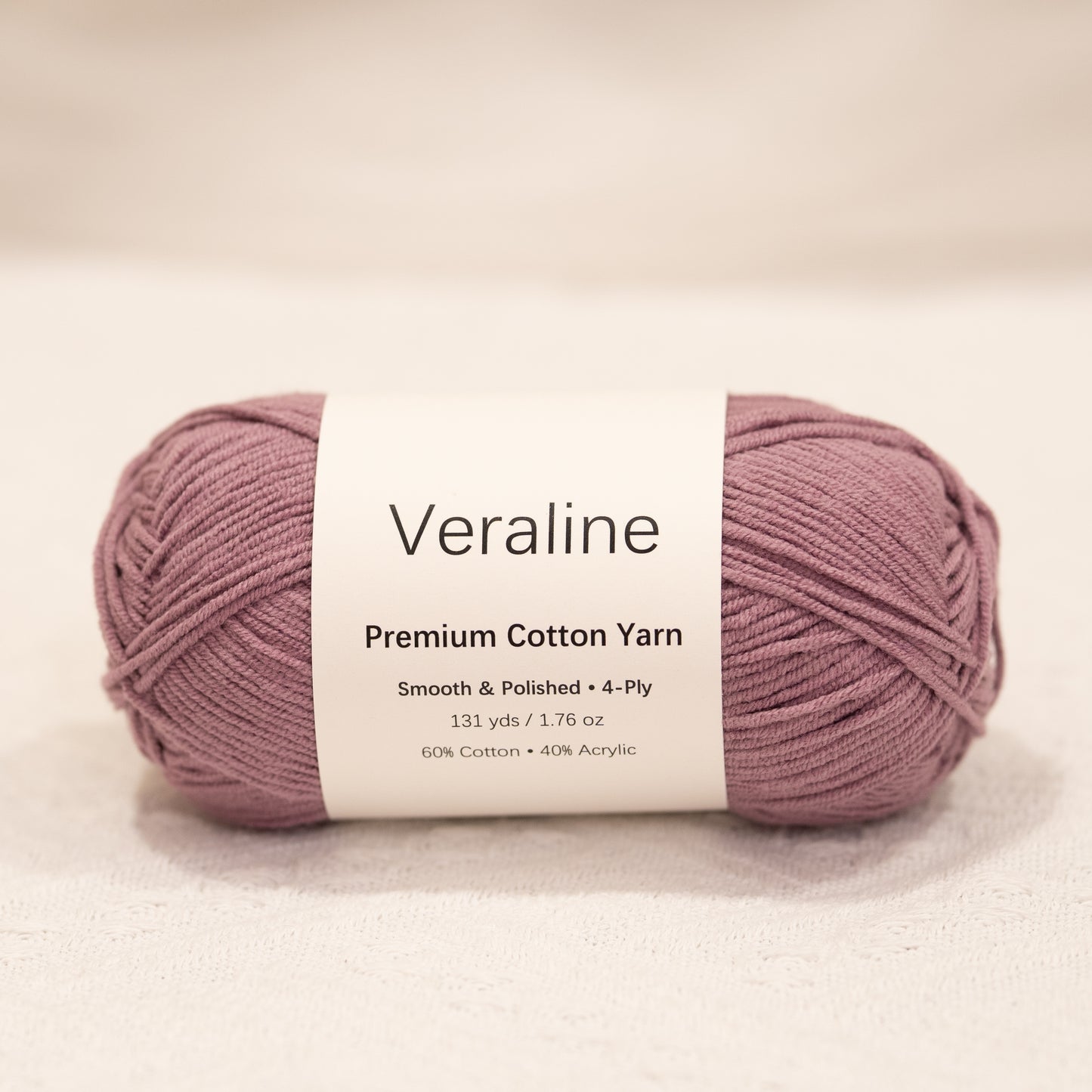 Dusty Lavender, muted purple cotton acrylic 4 ply fine weight yarn