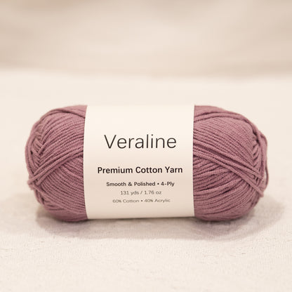 Dusty Lavender, muted purple cotton acrylic 4 ply fine weight yarn