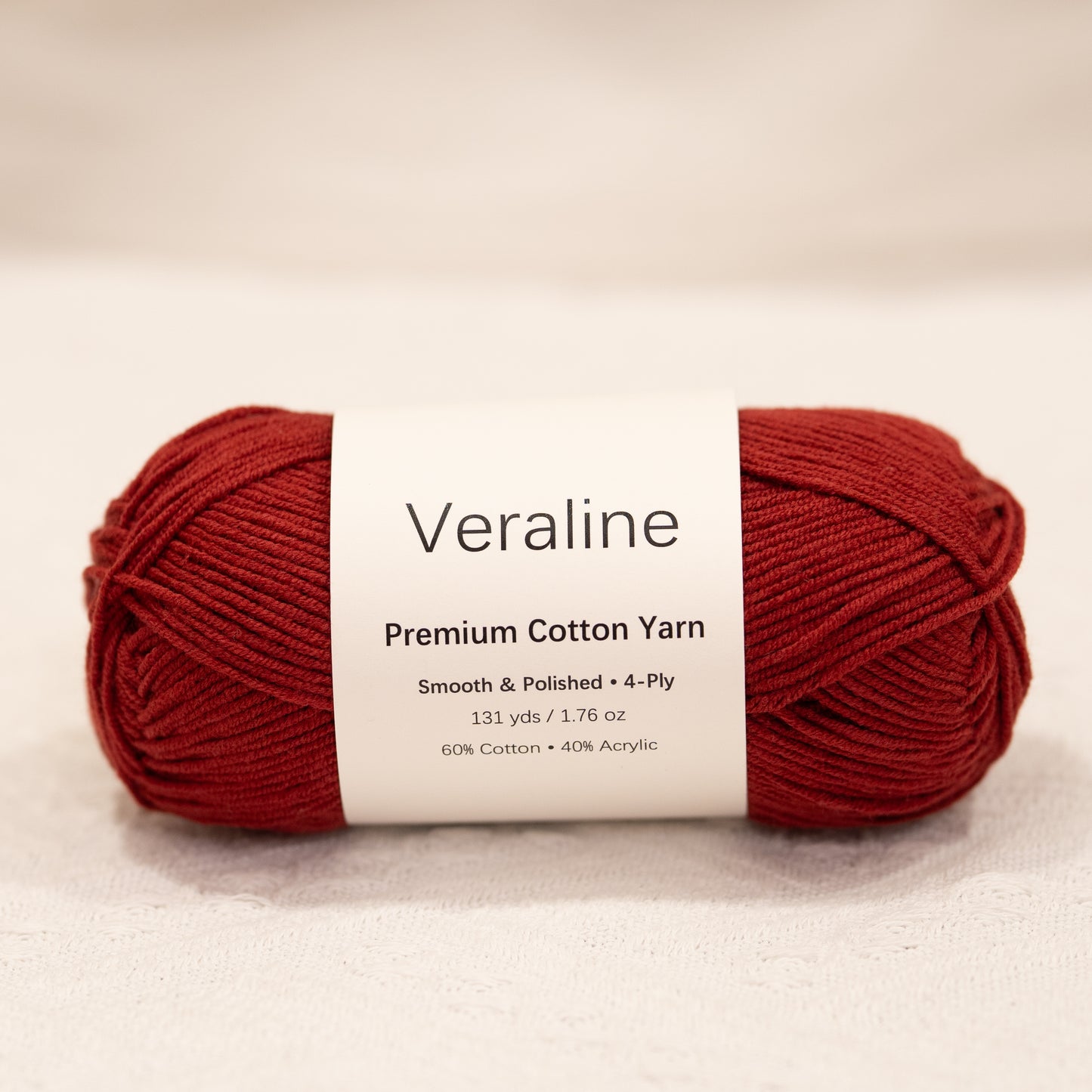 Rusty Cherry Red, rusty red cotton acrylic 4 ply fine weight yarn