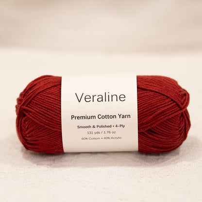 Rusty Cherry Red, rusty red cotton acrylic 4 ply fine weight yarn