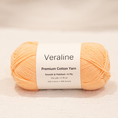 Peach Glaze, soft orange cotton acrylic 4 ply fine weight yarn