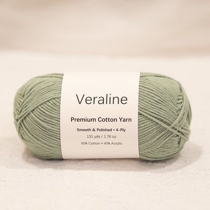 Sage Whisper, pale green cotton acrylic 4 ply fine weight yarn