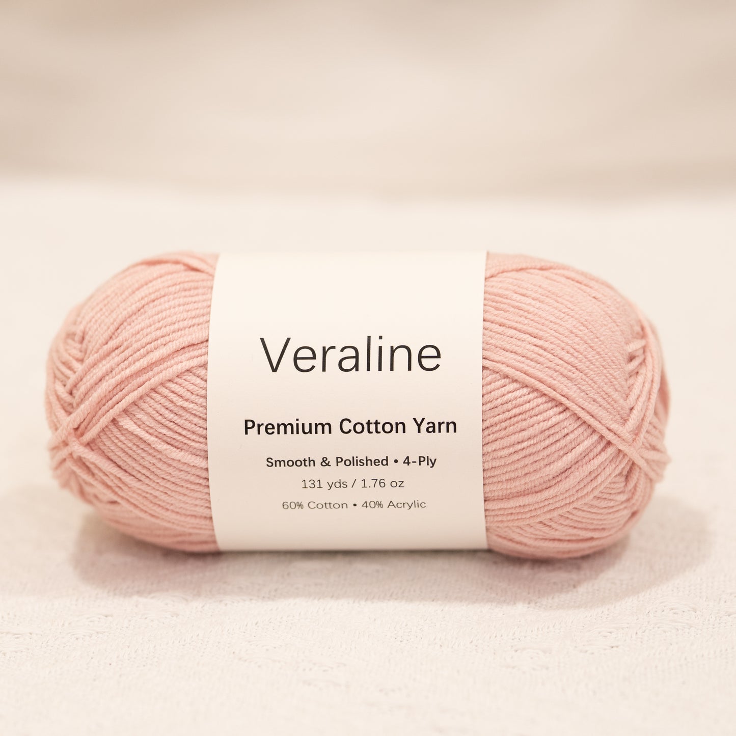 Rosé Meringue, soft pink cotton acrylic 4 ply fine weight yarn
