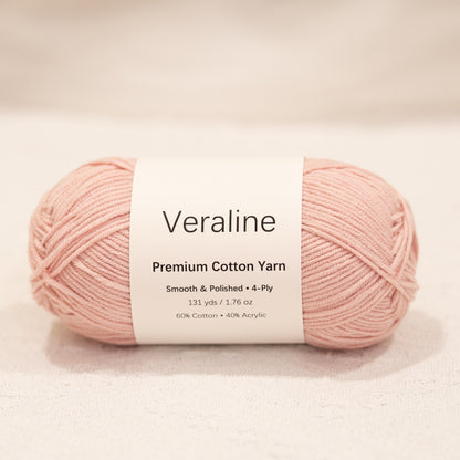 Rosé Meringue, soft pink cotton acrylic 4 ply fine weight yarn