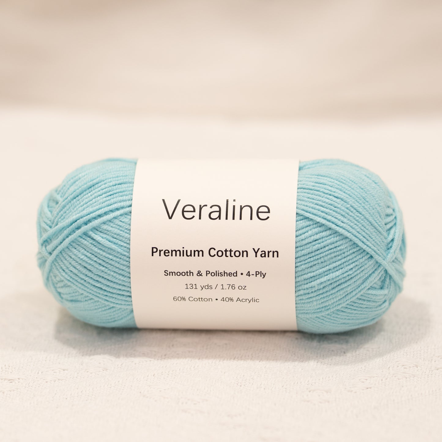 Crystal Lake Blue, light blue cotton acrylic 4 ply fine weight yarn