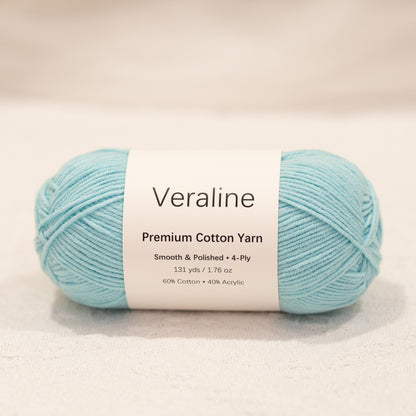 Crystal Lake Blue, light blue cotton acrylic 4 ply fine weight yarn