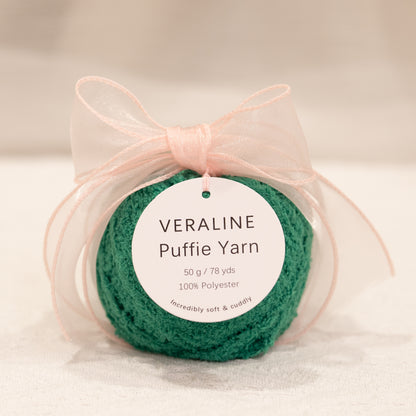 Veraline Puffie Yarn 47 Garden Mint soft fluffy polyester yarn skein for knitting, crochet, and plush craft projects