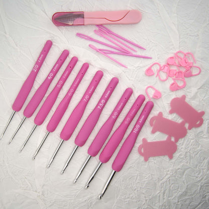 Pink Crochet Tool Kit (9 Hooks)
