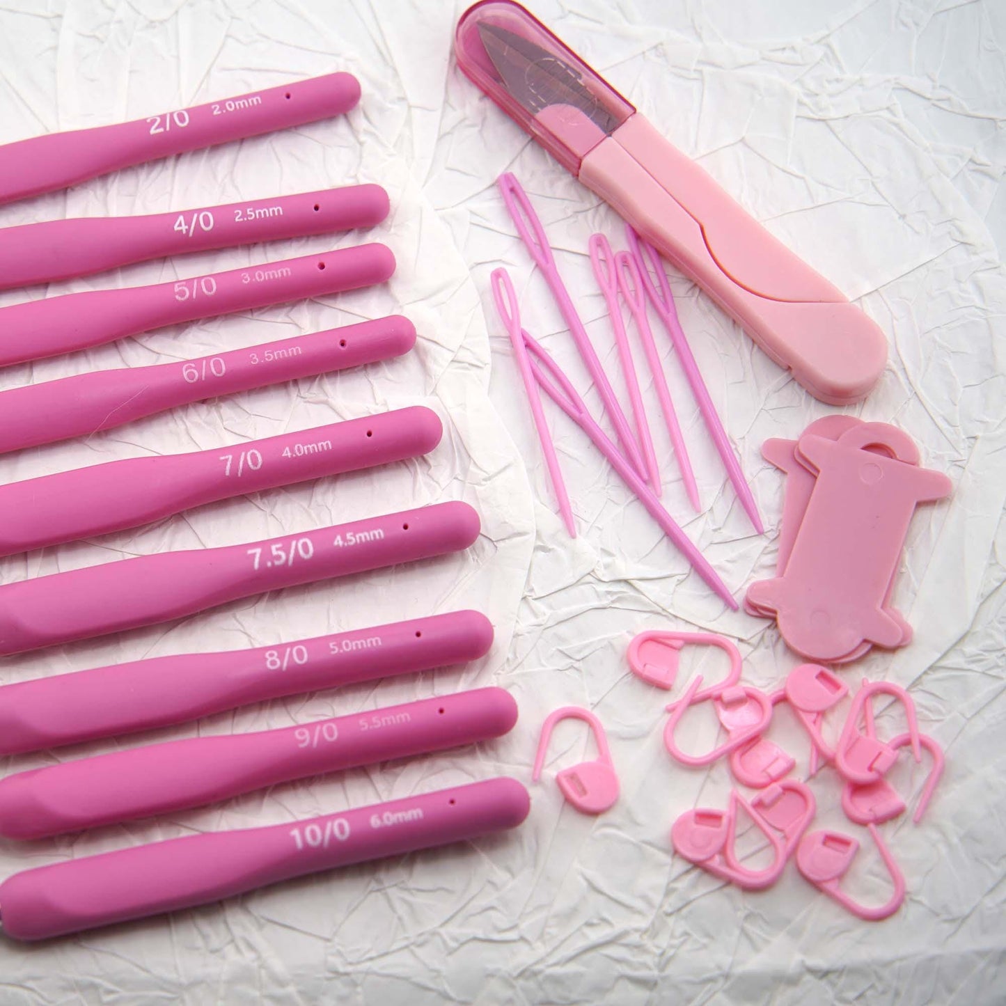 Pink Crochet Tool Kit (9 Hooks)