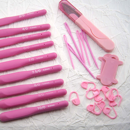 Pink Crochet Tool Kit (9 Hooks)