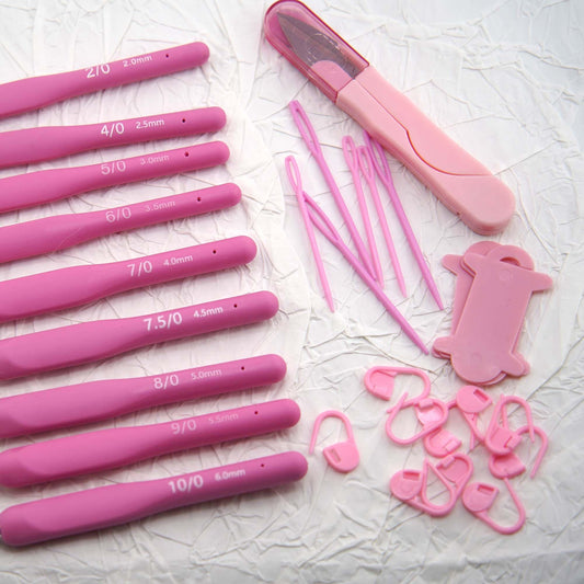 Pink Crochet Tool Kit (9 Hooks)