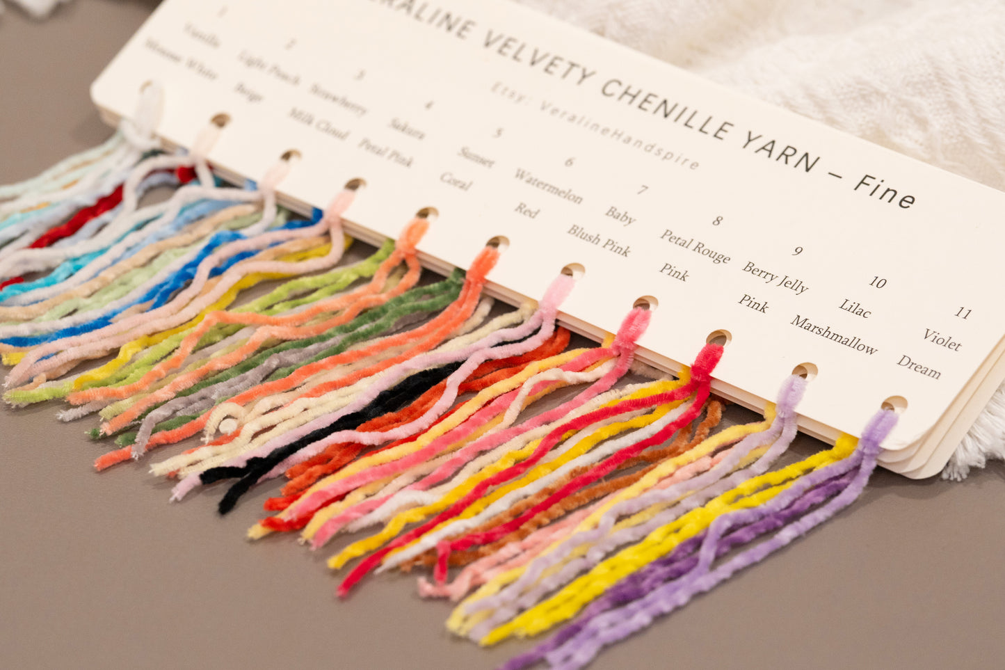 Velvety Chenille Yarn Color Card