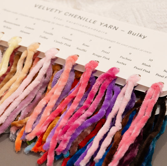 Velvety Chenille Yarn - Bulky Color Card